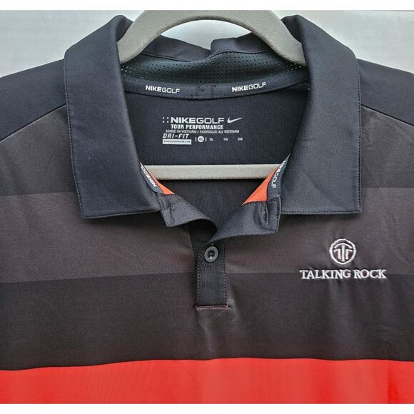 Nike Golf Tour Performance Dri-FIT Polo Men’s XL Black Red Stripe Shirt - Picture 2 of 5